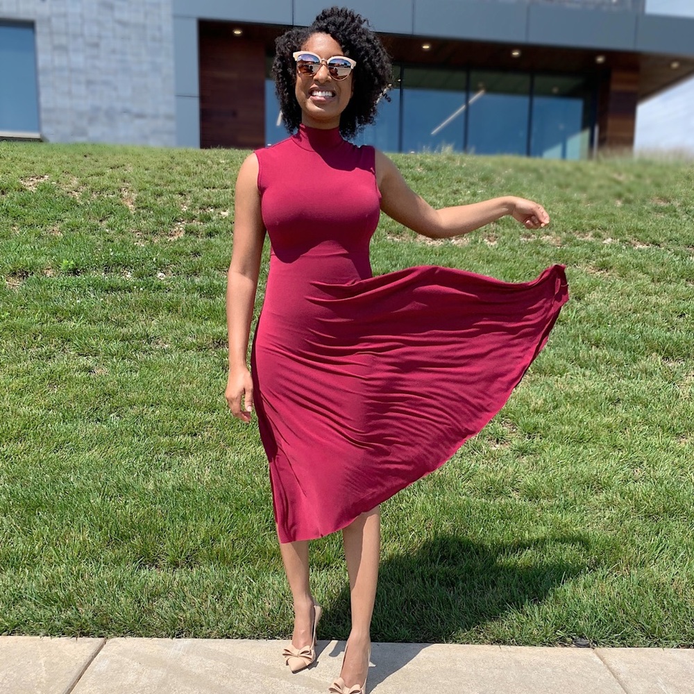 ZARA FIT AND FLARE MIDI DRESS